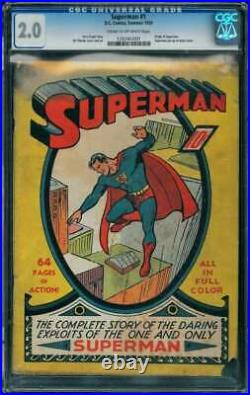 Superman #1 Cgc 2.0 Cr/ow Pages // Origin Of Superman + Golden Age Grail