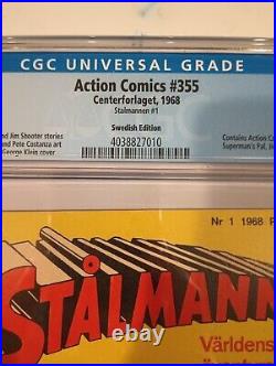 Superman #1 Cgc 5.5 1968 Stalmannen Swedish Variant Key Issue Action Comics #355