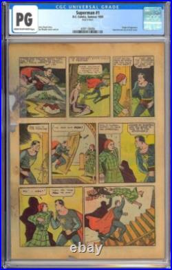 Superman #1 (Page 9 Only) CGC PG SUPERMAN IN COSTUME EVERY PANEL! Key Golden Age