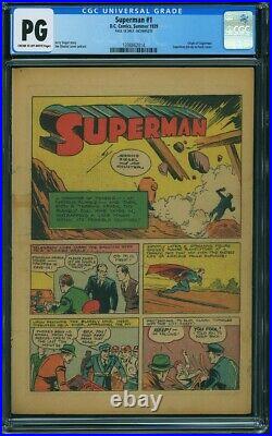 Superman #1 Pg Ng Cgc Unrestored Very Rare Action Title Half Splash Page 18