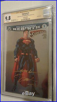 Superman #1 Rebirth CGC SS 9.8 SDCC Convention Foil Variant Signed Jim Lee x3