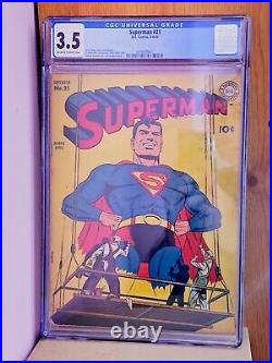 Superman #21 CGC 3.5 Golden Age 1943 WW2