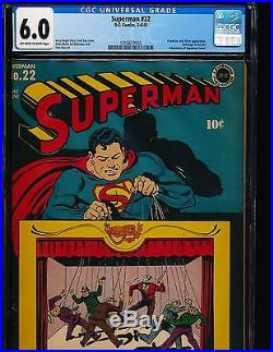 Superman # 22 Jerry Siegel story Hitler appearance CGC 6.0 OWithWHITE Pgs