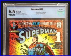Superman #233 CBCS 6.5 Kryptonite Nevermore 1971 DC Neal Adams Classic Cover