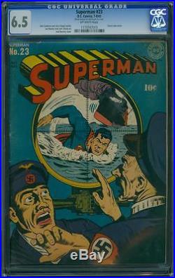 Superman 23 CGC 6.5 OW Golden Age Key DC Comic Classic War Cover Hi Grade L@@K
