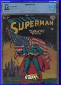 Superman #24 CBCS 3.0! DC Comics 1943 Classic Flag Cover