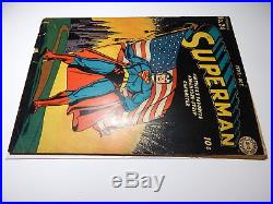 Superman #24 Classic Flag Cover Unrestored 1943 Burnley Cvr DC Key! Not Cgc