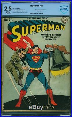 Superman #26 CBCS 2.5 DC 1944 World War II! JLA! White Pages! Like CGC! G11 1 cm