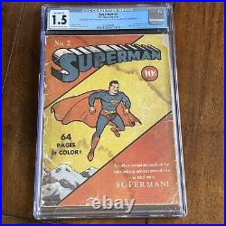 Superman #2 (1939) Golden Age CGC 1.5 (Conserved)