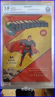 Superman #2 CBCS 3.0 1939 2nd issue in Title KEY DC comic Golden Age GA batman