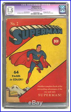 Superman #2 CGC 1.5 (Fall 1939) (R) (C-1) (C-OW) DC Golden Age Key