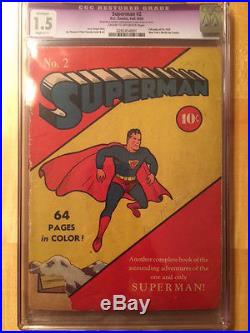 Superman #2 CGC 1.5 (Fall 1939) (R) (C-1) (C-OW) DC Golden Age Key