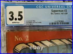 Superman #2 CGC 3.5 RARE Unrestored