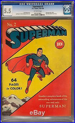 Superman #2 CGC 5.5 (OW) Rare Classic Cover