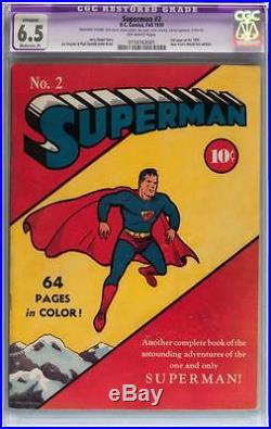 Superman #2 CGC 6.5 (R) DC 1939 Hard to find! JLA! Follows Action #1 C12 151 cm
