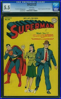 Superman #30 CGC 5.5 DC 1944 1st Mxyztplk! White Pages! Key Action! H12 713 cm