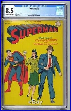 Superman #30 Cgc 8.5 Vf+ Key! 1st Mr. Mxyatplk! Sharp Off White/white Pgs
