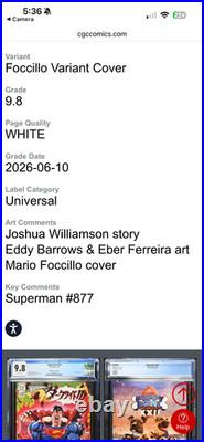 Superman #34 CGC 9.8 Mario Foccillo Cover E Variant Manga DC 2026