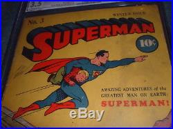 Superman #3 Winter, 1940 / Cgc 3.5 Graded / Golden Age / Beautiful Comic