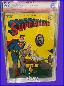 Superman #43 CBCS 5.5 not CGC SIGNED Superman Co-Creator Joe Shuster RARE 1/1
