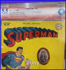 Superman #43 CBCS 5.5 not CGC SIGNED Superman Co-Creator Joe Shuster RARE 1/1