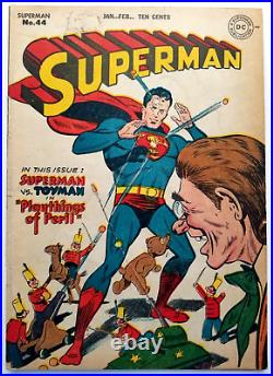 Superman #44 Vg 4.0 (dc 1947) Classic DC Golden Age Toyman Cover And Story