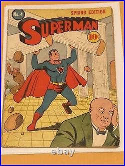 Superman #4(1940) 2nd Lex Luthor with missing back cover & centerfold