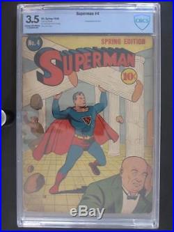 Superman #4 CBCS 3.5 VG- DC 1940 2nd App of Lex Luthor Golden Age