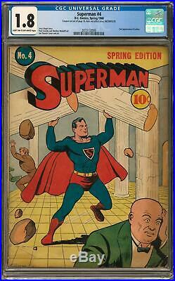 Superman #4 CGC 1.8 (LT-OW) 2nd Appearance of Lex Luthor