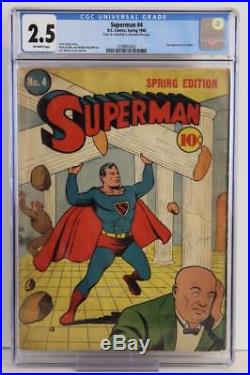 Superman #4 CGC 2.5 GD+ DC 1940 2nd App of Lex Luthor Golden Age