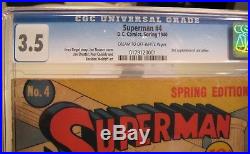 Superman #4 Spring 1940 DC CGC 3.5 Universal Blue Label 2nd Lex Luthor