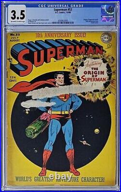 Superman #53 CGC 3.5 D. C. Comics 1948 Classic Anniversary Cover Origin Retold