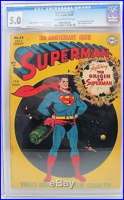 Superman #53 CGC 5.0 (VG/F) DC Comics, Golden Age, Origin Superman Retold