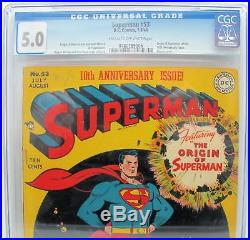Superman #53 CGC 5.0 (VG/F) DC Comics, Golden Age, Origin Superman Retold