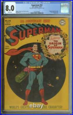 Superman #53 Cgc 8.0 White Pages // Origin Retold Classic Cover