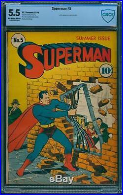 Superman #5 CBCS FN- 5.5 Off White to White DC Comics