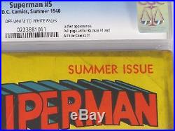 Superman #5, CGC 5.5 OW to WP, Summer 1940 DC Comics Free S&H