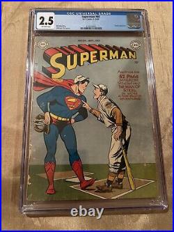 Superman #60 1949 CGC 2.5 OW Pages! Classic Golden Age Superman Cover