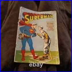 Superman #60 Golden Age DC comics 1949 classic baseball cover? Sports action