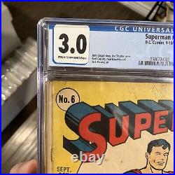 Superman #6 1940 CGC 3.0 Classic Cover