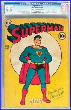 Superman #6 DC 1940 Comic Book CGC Graded 5.5