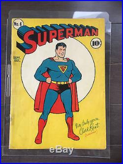 Superman # 6 Golden Age Comic 1st Splash page in Superman comic! HTF! L@@K