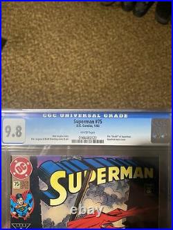 Superman 75 CGC 9.8 white pages, Direct and old label! 9.9 Death! Doomsday