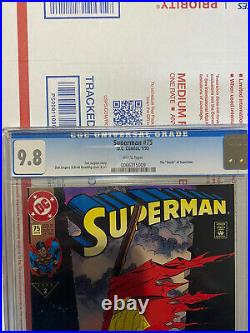 Superman 75 CGC 9.8 white pages, direct and old label! 9.9 Death by Doomsday