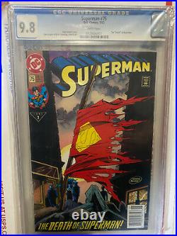 Superman 75 CGC 9.8 white pages, newsstand and old label! 9.9 Death! Doomsday