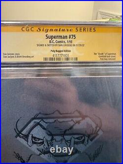 Superman #75 Signed Dan Jurgens CGC 9.0 Polybag Edition WithSketch from Dan Jurgen