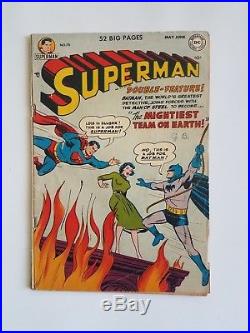 Superman # 76 DC Comics1952 First Superman Batman Team-up Not CGC/CBCS