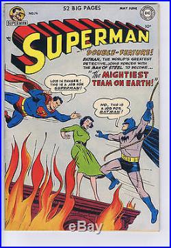 Superman #76 DC Pub 1952 Batman Crossover