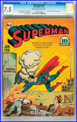 Superman #8 CGC 7.5 DC 1941 OW to WHITE page quality! 1 B8 919 cm