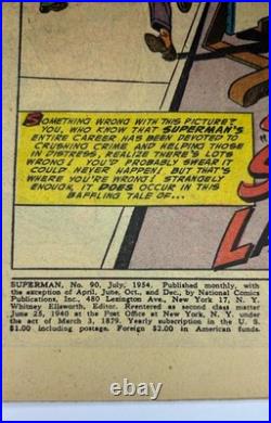 Superman #90 (1954) Golden Age DC Comics Superman's Secret Past Lex Luthor GD/VG